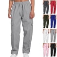 thumbnail image 1 of GrmtClth Men's Cargo Pants Wide Leg Y2K Parachute Pants with Pockets Fall Hiking Track Outfits Light Gray L, 1 of 3