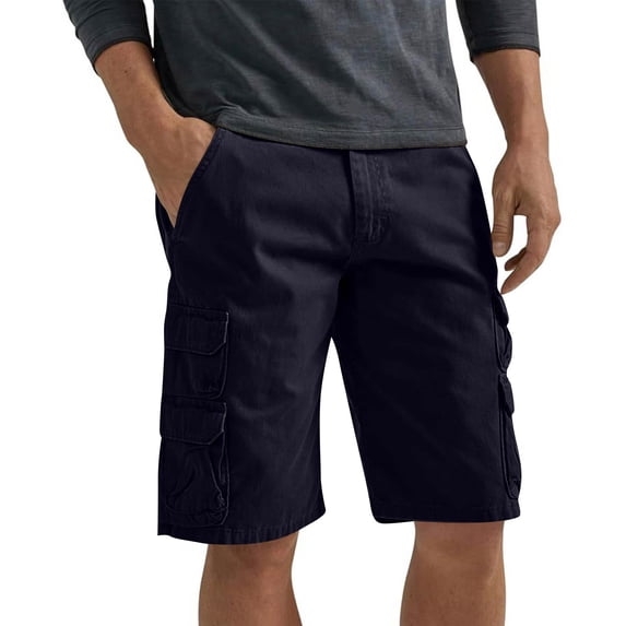 GrmtClth Men's Cargo Shorts Dual Stack Flap Side Pocket Button Fly Loose Casual Washed Cotton Lightweight Outdoor Walking Daily Summer Workout Apparel Navy 3XL