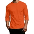 thumbnail image 1 of GrmtClth Men's Classic Crew Neck Solid Plain Pullover Shirt, Three Quarter Sleeve Relaxed Fit Casual Street Layering Tees Orange 2XL, 1 of 4