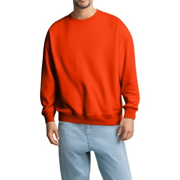 GrmtClth Men's Crewneck Sweatshirts Relaxed Fit Long Sleeve Pullover Tops Warm Soft Sweatshirt 2025 Fall Saffron XL