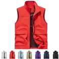 thumbnail image 1 of GrmtClth Men's Daily Leisure Multi Pocket Vest Stand Collar Zip Closure Breathable Mesh Lined Outdoor Sleeveless Waistcoat Red L, 1 of 9