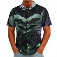 thumbnail image 1 of GrmtClth Men’s Daily Vacation Spooky Button Down Shirt Short Sleeve Gothic Forest Haunted House Pumpkin Pattern Soft Full Button Top Wine 2XL, 1 of 5