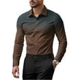 thumbnail image 1 of GrmtClth Men's Dress Shirts Long Sleeve Slim Fit Button Down Shirt Classic Stretch Gradient color Formal Shirt Brown XXXL, 1 of 5