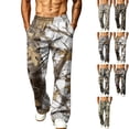 thumbnail image 1 of GrmtClth Men's Fashion Camo Wide Leg Pants Loose Relaxed Fit Elastic Waist Drawstring Streetwear Daily Outdoor Hunting Jogger Trousers Light Gray 3XL, 1 of 8