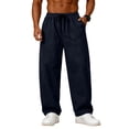 thumbnail image 1 of GrmtClth Men's Fashion Wide Leg Drawstring Pants Elastic Waist Loose Fit Casual Trousers for Daily Wear Streetwear Navy S, 1 of 8