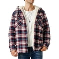 thumbnail image 1 of GrmtClth Men's Fleece Jackets Plaid Sherpa Lined Hooded Jackets Full Zip Midweight Warm Outerwear Loose Fit Outdoor Long Sleeve Jacket Wine XXL, 1 of 6