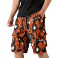 thumbnail image 1 of GrmtClth Men's Halloween print shorts Cute Jack O Lantern Street Cargo Short Pants Quick Dry Multi Storage Pocket Breathable Summer Shorts Travel Fun Party Clothing Red 2XL, 1 of 5