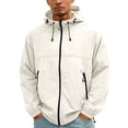 thumbnail image 1 of GrmtClth Men's Hooded Windbreaker Jacket, Lightweight Full Zip Up Rain Jacket with Pockets, Water-Resistant Casual Outerwear Sun Protection Clothing Beige XL, 1 of 5