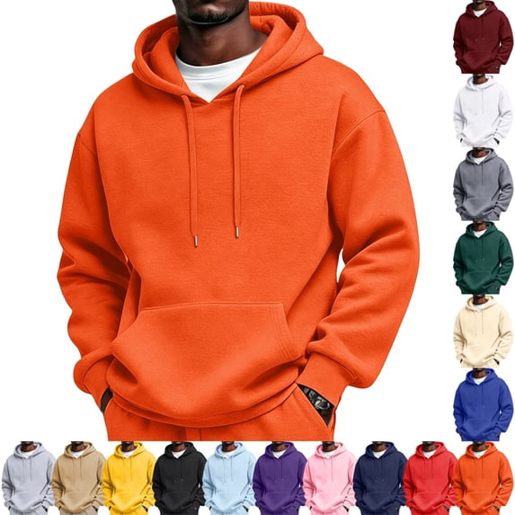GrmtClth Men's Hoodies Long Sleeves Casual Pullover Hooded Sweatshirt with Kangaroo Pocket – Cozy Tall hoodies for men Saffron M