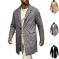 thumbnail image 1 of GrmtClth Men's Lapel Trench Coat Single Breasted Length Long Sleeve Lightweight Business Overcoat Casual Windbreaker Outerwear with Pockets, 1 of 9