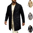 thumbnail image 1 of GrmtClth Men's Lapel Trench Coat Single Breasted Length Long Sleeve Lightweight Business Overcoat Casual Windbreaker Outerwear with Pockets, 1 of 9