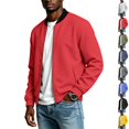 thumbnail image 1 of GrmtClth Men's Lightweight Bomber Jacket Casual Fashion Trendy Windbreaker Light Jacket with Pockets Red M, 1 of 8