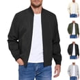 thumbnail image 1 of GrmtClth Men's Lightweight Bomber Jacket Casual Trendy Stylish Windbreaker Light Jacket with Pockets Black M, 1 of 9