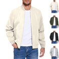 thumbnail image 1 of GrmtClth Men's Lightweight Bomber Jacket – Wind-Resistant Spring Fall Full Zip Up，Regular Fit with Pockets Khaki 3XL, 1 of 8