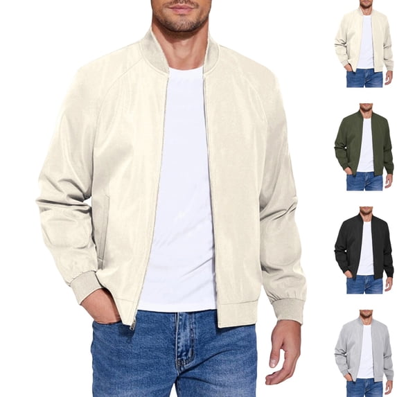 GrmtClth Men's Lightweight Bomber Jacket – Wind-Resistant Spring Fall Full Zip Up,Regular Fit with Pockets Khaki 3XL