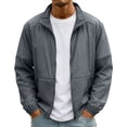 thumbnail image 1 of GrmtClth Men's Lightweight Stand Collar Windbreaker Jacket, Casual Full Zip Up Outerwear with Pockets, Breathable Coat Sun Protection Clothing Dark Gray M, 1 of 8