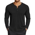 thumbnail image 1 of GrmtClth Men's Long Sleeve Henley Shirt Cotton Blend Raglan Comfy T-Shirt Lightweight Fashion Button Basic Top Shirts 2025 Fall Dark Gray M, 1 of 9