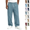 thumbnail image 1 of GrmtClth Men's Loose Fit Baggy Straight Sweatpants Wide Barrel Leg Stretch Elastic Waist With Drawstring Multi Pocket All Season Casual Bottoms Sky Blue M, 1 of 7