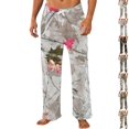 thumbnail image 1 of GrmtClth Men's Loose Straight Leg Cozy Sleep Trousers Forest Realtree Camo Full Print Adjustable Drawstring Waist Home Pants Gray 2XL, 1 of 6