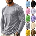 thumbnail image 1 of GrmtClth Men's Norway Shirt Simple Solid Color Pocket Crewneck Long Sleeve Pullover Shirts Breathable Soft Material For Street Gym Daily Outdoor Wear Tops Light Gray 3XL, 1 of 9