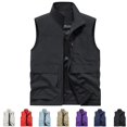 thumbnail image 1 of GrmtClth Men's Outdoor Casual Sleeveless Vest Zipper Front Stand Collar Multi Pockets Mesh Lining Lightweight Breathable Travel Walking Waistcoat Black 3XL, 1 of 9