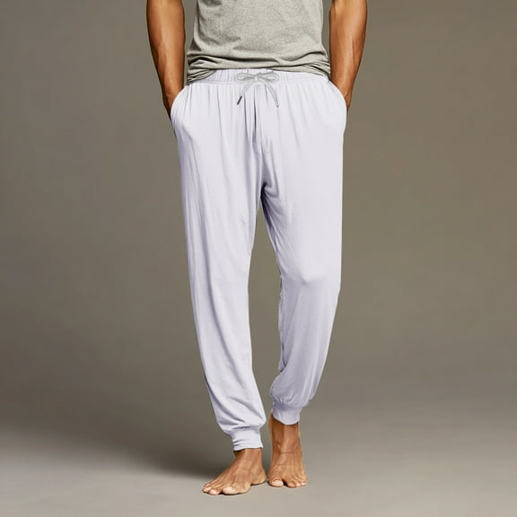 GrmtClth Men's Pajama Pants Lightweight Lounge Jogger Sleepwear Soft Casual Pjs Bottoms with Drawstring & Pockets White L
