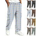 thumbnail image 1 of GrmtClth Men's Pants Lounge Sweatpants Plaid Clothes Comfy Baggy Trendy Soft Waist Drawstring with Pockets Blue XL, 1 of 5
