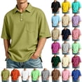 thumbnail image 1 of GrmtClth Men's Polo Shirts Loose Fit Half Sleeves Soft Touch Poly Buttons Chest Pocket Solid Color Lightweight Casual Polo Shirt for Men Daily Walking Vacation Weekend Outfits Army Green 2XL, 1 of 9