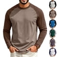 thumbnail image 1 of GrmtClth Men's Shirts Color Block Raglan Long Sleeve Classic Baseball Moisture Wicking Fitness Casual Tops Light Brown 3XL, 1 of 5