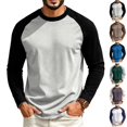 thumbnail image 1 of GrmtClth Men's Shirts Color Block Raglan Long Sleeve Classic Baseball Moisture Wicking Fitness Casual Tops Light Gray 3XL, 1 of 5