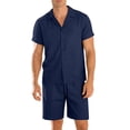 thumbnail image 1 of GrmtClth Men's Short Sets 2 Piece 2026 Beach Short Sleeve Tops Classic Button Down Clothing Workout Textured Outfits Royal Blue XL, 1 of 6