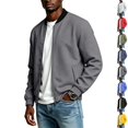thumbnail image 1 of GrmtClth Men's Slim Fit Lightweight Sportswear Jacket Casual Bomber Coat with Pockets Dark Gray 2XL, 1 of 9