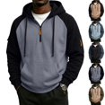 thumbnail image 1 of GrmtClth Men's Soft Long Sleeve Quarter Zip Hoodie Contrast Zipper Casual Pullover Lightweight Sweatshirt for All Season Daily Outdoor Wear 2XL, 1 of 8