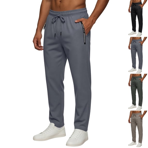 GrmtClth Men's Sweatpants Flexible Quick Dry Material All Season Casual Commute Gym Training Jogger Bottoms with Zipper Pockets Gray M