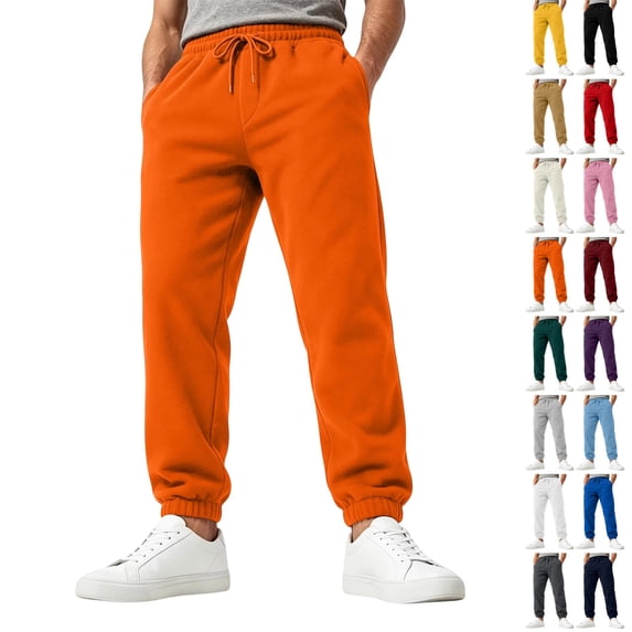 GrmtClth Men's Sweatpants Joggers Wortkout Tapered Casual Sweatpants for Men with Pockets Orange M