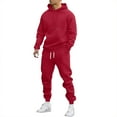 thumbnail image 1 of GrmtClth Men's Sweatsuits 2 Piece Novelty Solid Color Hoodie and Sweatpants Comfy Soft Long Sleeve Lounge Outfits Red L, 1 of 5