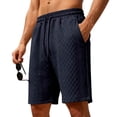 thumbnail image 1 of GrmtClth Men's Textured Knit Shorts Soft Casual Elastic Drawstring Loungewear with Pockets Comfortable Daily Fashion Wear Shorts Navy 3XL, 1 of 4