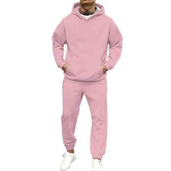 GrmtClth Men's Tracksuits 2 Piece Gym Jogging Sweatsuit Sets Athletic Elastic Waist Sweatpants Outfits for Men Pink XXXL