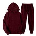thumbnail image 1 of GrmtClth Men's Tracksuits 2 Pieces Athletic Sports Fleece Sweatsuit Sets Outdoor Elastic Waist Sweatpants Outfits for Men Wine L, 1 of 5