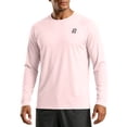 thumbnail image 1 of GrmtClth Men's UV Protection Raglan Long Sleeve Crew Neck Tee, Small Chest Logo Loose Fit Spring Summer Outdoor Layering Tops Pink L, 1 of 7