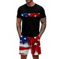 thumbnail image 1 of GrmtClth Men's Usa Flag 2 Piece Outfits Patriotic 1776-2026 T-Shirt and Shorts Set Spring Short Sleeve Outfits Trendy Elastic Drawstring Clothes White XL, 1 of 4