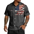 thumbnail image 1 of GrmtClth Men's Usa Flag Print Shirts Patriotic 250th Anniversary for 1776-2026 Tops Classic Button Down Tee Fashion Short Sleeves Collared Clothing Dark Gray S, 1 of 3