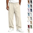 thumbnail image 1 of GrmtClth Men's Wide Leg Baggy Lounge Sweatpants Drawstring Elastic Waist Loose Straight Open Bottom Silhouette Casual Athletic Daily Wear Trousers Beige 3XL, 1 of 8