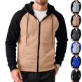 thumbnail image 1 of GrmtClth Men's Winter Fleece Hoodies Heavyweight Cozy Thick Full Zip Up Sweatshirt Outerwear Khaki 3XL, 1 of 8