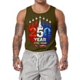 thumbnail image 1 of GrmtClth Mens 250 Years Usa Tank Top Anniversary American Flag Pattern Tee Breathable Sleeveless Top Trend 1776-2026 Print Shirts Army Green L, 1 of 6
