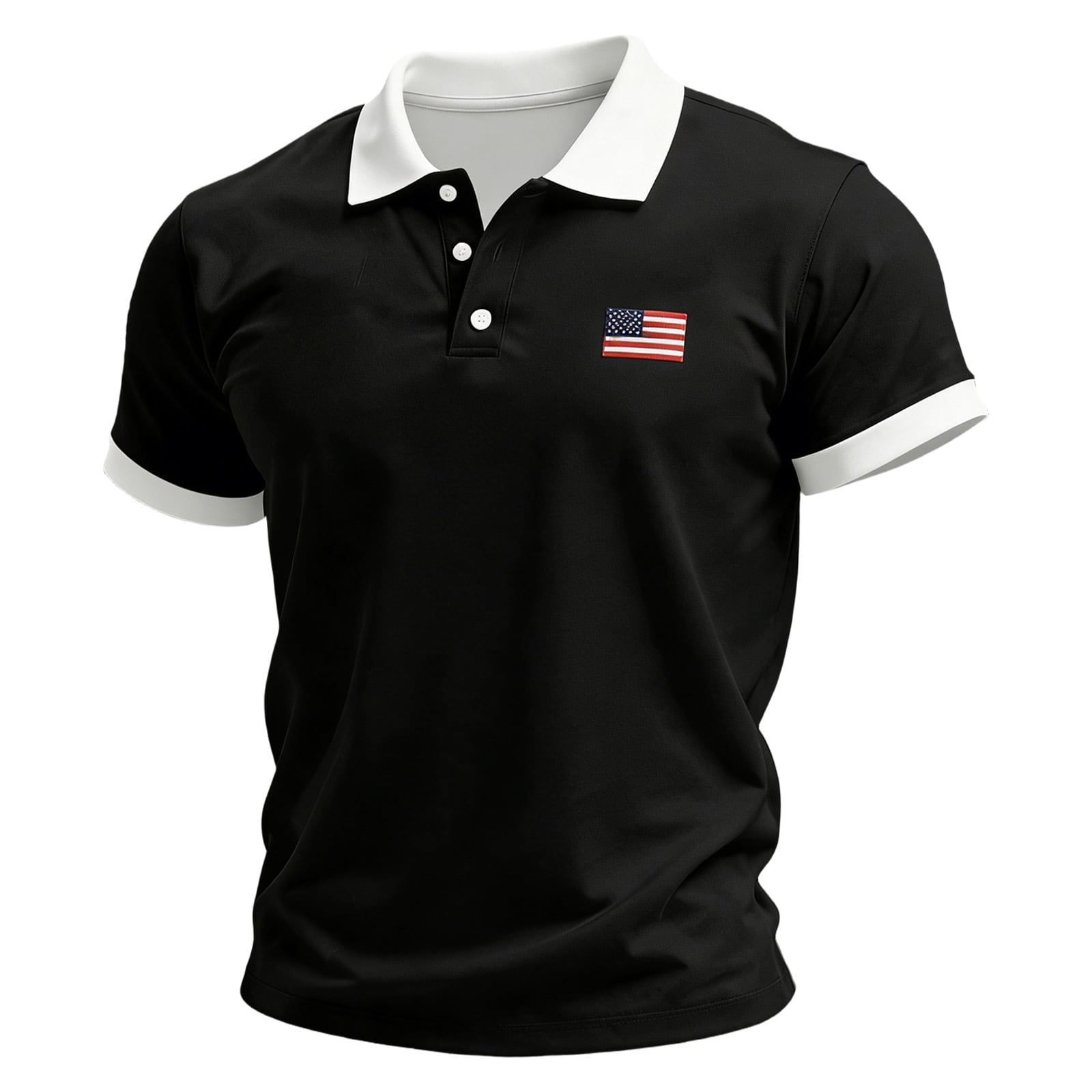 GrmtClth Mens American Flag Polo Shirt Patriotic Collared Shirts ...