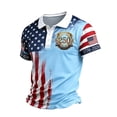 thumbnail image 1 of GrmtClth Mens American Flag US 250th Anniversary Polo Shirt Short Sleeve Patriotic Casual Golf Top Light Blue 3XL, 1 of 7
