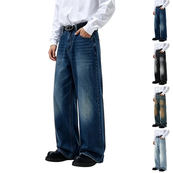 GrmtClth Mens Baggy Jeans Y2k Wide Leg Loose Fit Jeans Streetwear Denim Washed Hip Hop Pants Trendy Relaxed Fit Grunge Pants 2XL