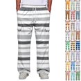 thumbnail image 1 of GrmtClth Mens' Baggy Striped Cargo Pants Horizontal Stripe Drawstring Waist Soft Blend Casual Workout Slacks Gray M, 1 of 3