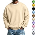 thumbnail image 1 of GrmtClth Mens Basic Solid Crewneck Sweatshirts Heavy Blend Long Sleeve Loose Tailored Fit Ribbed Hem Casual Lounge Daily Pullover Tops Beige XL, 1 of 7